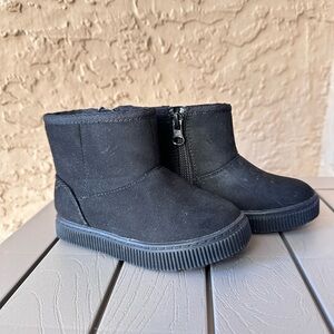 Cat & Jack Toddler Arias Winter Boots Zipper Faux Fur Lined Black 7